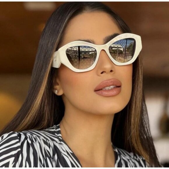 Prada PR 07YS  Woman's Cateye White Sunglasses - Picture 2 of 2